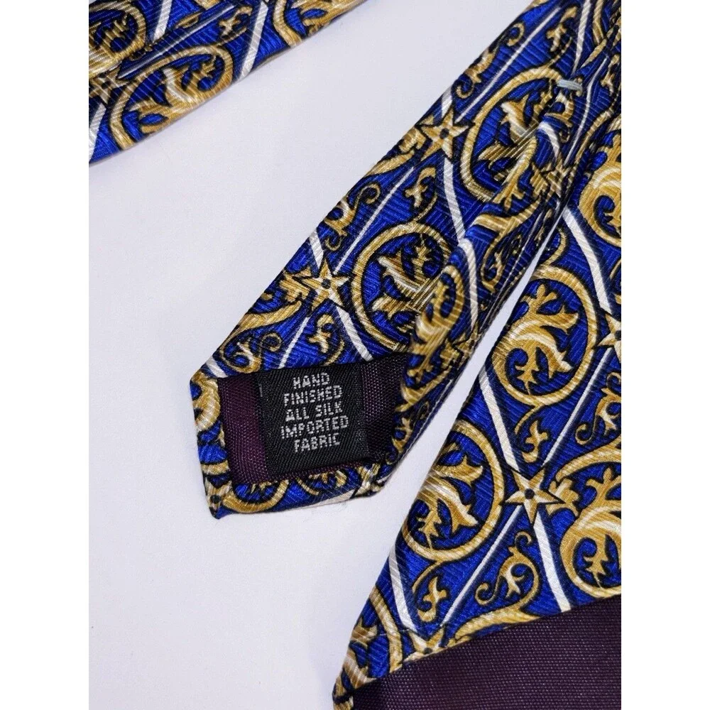 Smithsonian Silk Tie Blue And Gold Stars Cornucopia USA Made